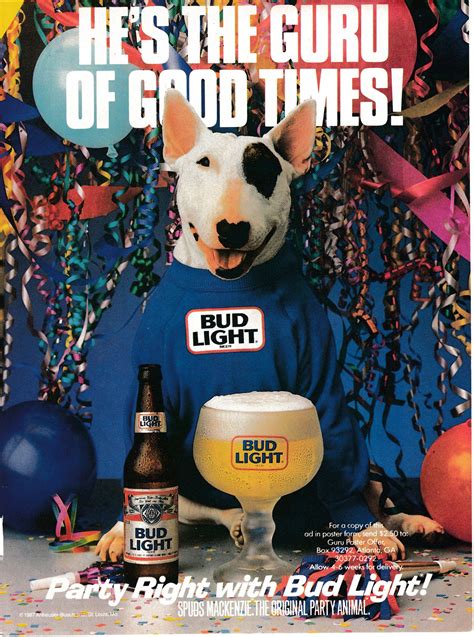 1987 Spuds MacKenzie The Guru Of Good Times Bud Light Beer | Etsy | Bud ...