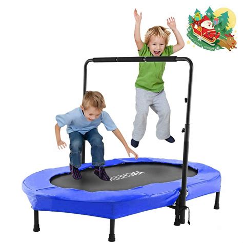 ANCHEER Foldable Trampoline Mini Rebounder Trampoline Adjustable Handle