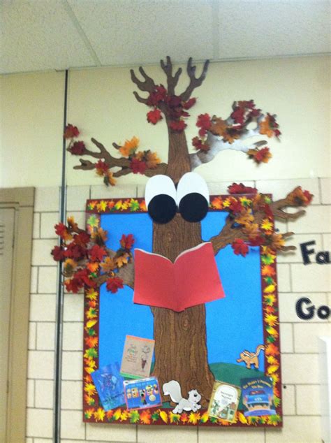 Fall bulletin board: Reading tree with great big eyes! | Reading tree, Reading bulletin boards ...