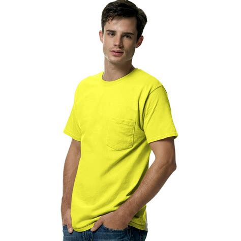 Hanes - Hanes TAGLESS Men`s Pocket T-Shirt, 5590, XL, Safety Green - Walmart.com - Walmart.com