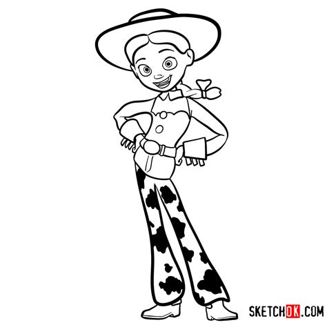 How to draw Jessie from Toy Story 2 - Sketchok easy drawing guides