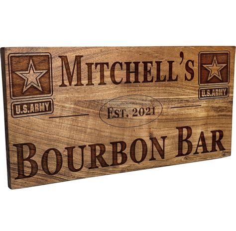 Army Bar Sign Wooden Bar Sign W/ US Army Design Home Bar Present ...