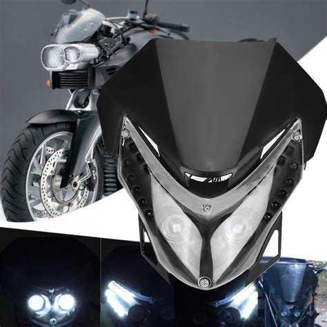 Black LED Headlight Head Lamp Fairing Motorcycle Dirt Bike OffRoad Dual Sport | eBay