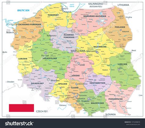 Poland Political Map Isolated On White Stock Vector (Royalty Free ...