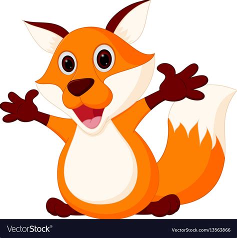 Happy fox cartoon Royalty Free Vector Image - VectorStock