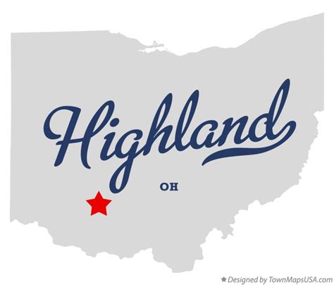 Map of Highland, Highland County, OH, Ohio