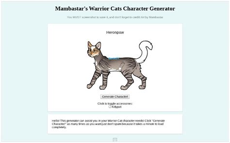 Mambastar's Warrior Cats Character Generator