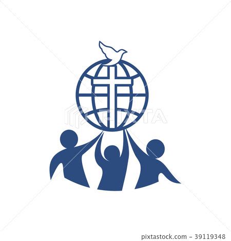 Church logo. Dove, fellowship, people, silhouettes - Stock Illustration ...