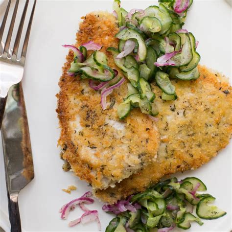 Pork Schnitzel with Quick Pickley Cucumber Salad — The Mom 100