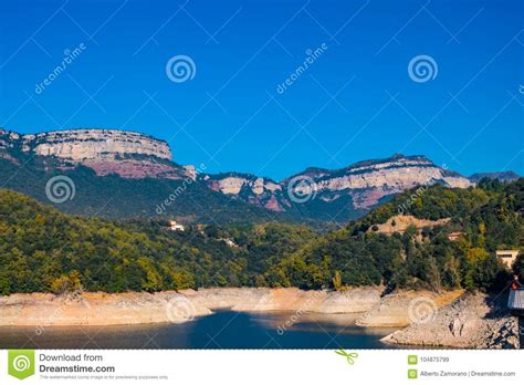 Swamp in Sau Reservoir, Gerona, Catalonia, Spain. Stock Image - Image ...