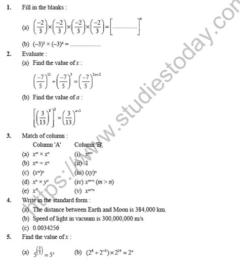 Grade 9 Powers And Exponents Worksheets