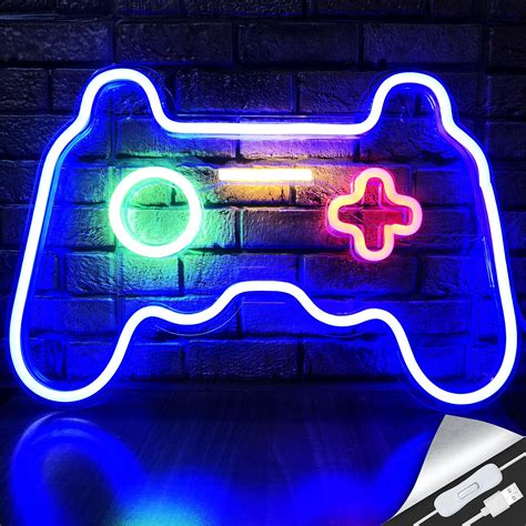 Buy LED Game Neon Sign Gamepad Shape LED Sign Light Gamer Gift for Teen Boys, Game Room Décor ...