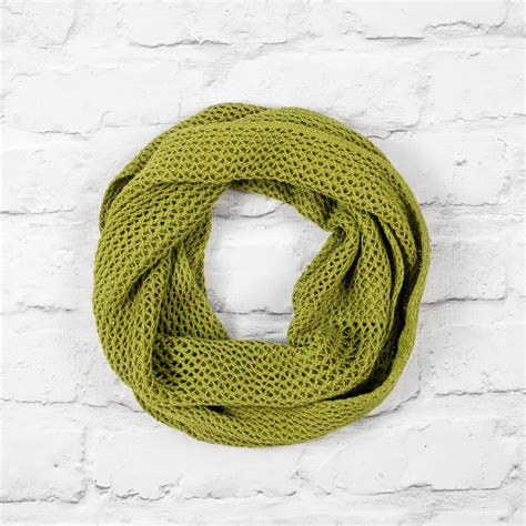 Lime Green Cotton Lace Infinity Scarf - MillieMoo Knitwear