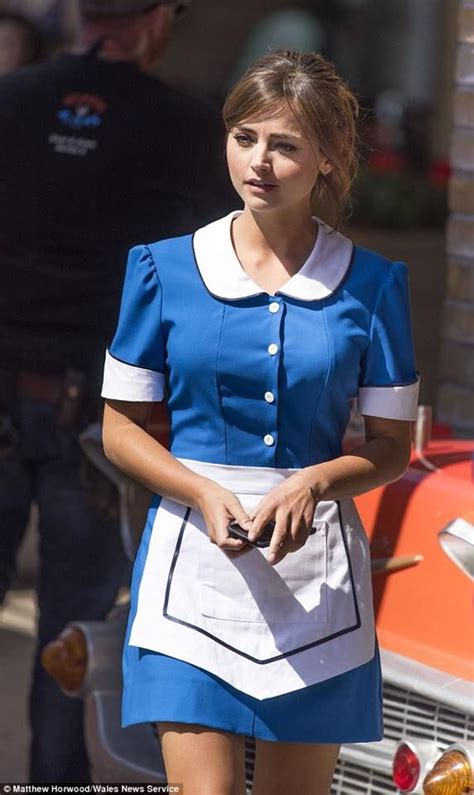 Jenna Coleman slips into waitress costume as Doctor Who films at diner ...