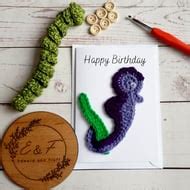 Crochet seahorse card, Handmade birthday card, ... - Folksy