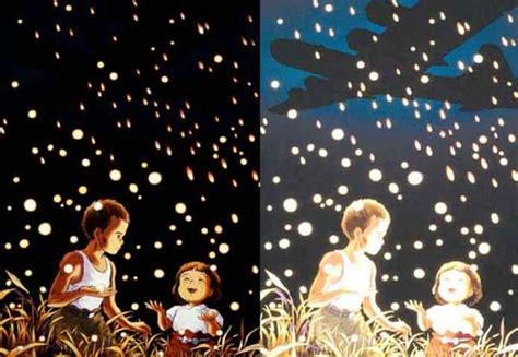 If you brighten the poster of the Studio Ghibli animation "Grave Of The Fireflies"(1988), you ...