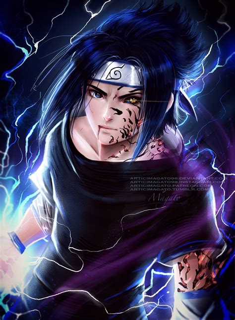 Sasuke Uchiha by magato98 | Мультипликационные рисунки, Неоновые изделия, Гаара