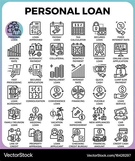 Personal loan icons Royalty Free Vector Image - VectorStock