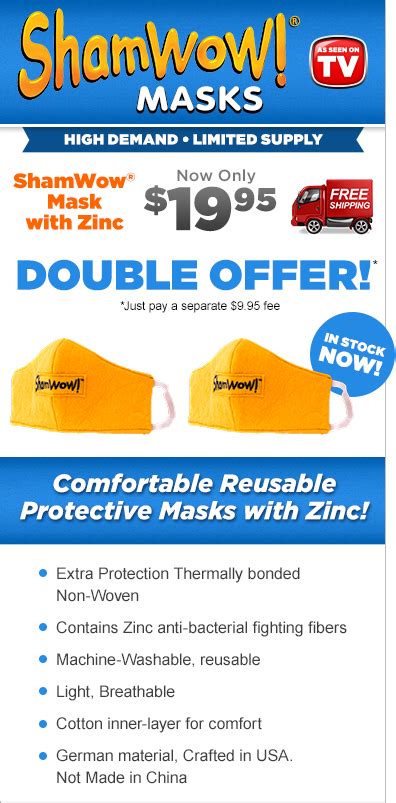 ShamWow Masks - Comfortable, Reusable, Protective Masks with ZINC!