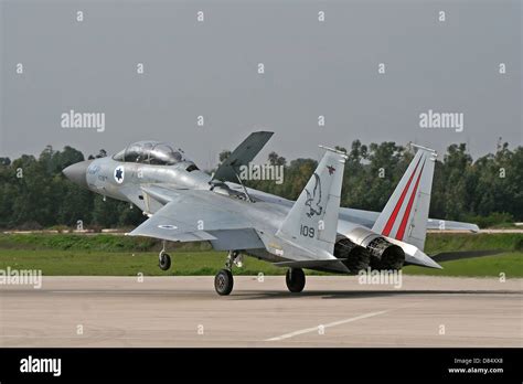 An F-15B Baz of the Israeli Air Force landing at Tel-Nof Air Force Base ...