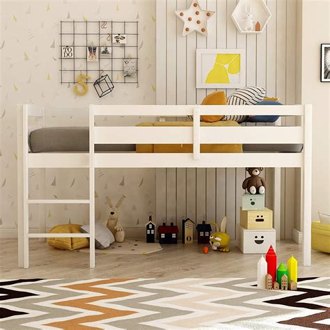 Churanty Twin Loft Bed for Kids with Ladder,Wood Kids Low Loft Bed ...