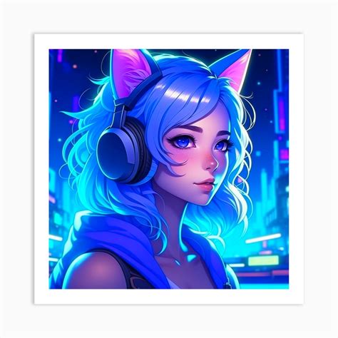 Anime Girl With Headphones Art Print by designedbyjosh - Fy