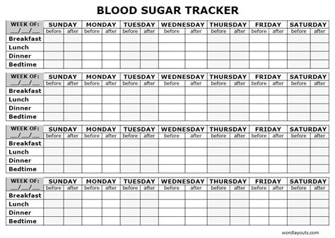 Printable Glucose Log