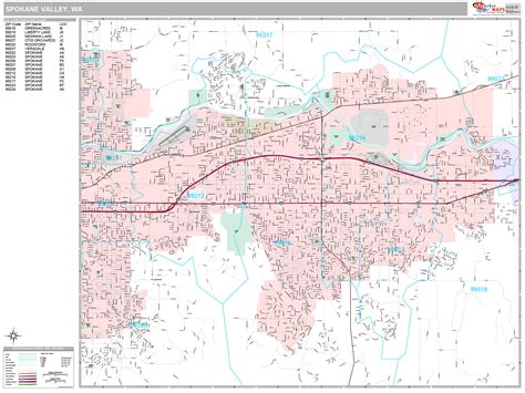 Spokane Valley Washington Wall Map (Premium Style) by MarketMAPS ...