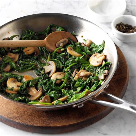 Mushroom and Spinach Saute Recipe | Taste of Home