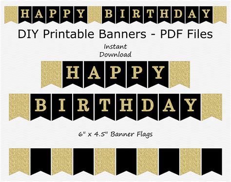 Gold Happy Birthday Banner Free Printable World Of Pr - vrogue.co