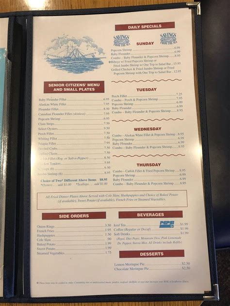 Menu at Ocean View Seafood restaurant, Lexington