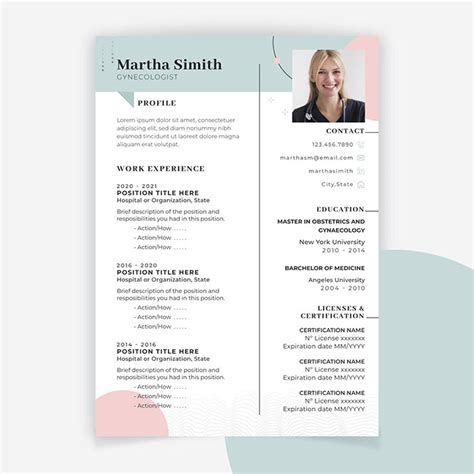 Free Gynecologist Resume Template for your Job Interview