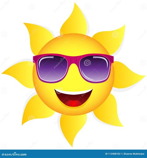 Vector Cartoon Sun with Sunglasses Stock Vector - Illustration of sunglasses, vector: 113408102