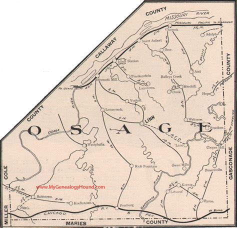 Osage County, Missouri 1904 Map