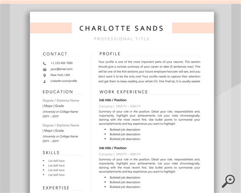 RESUME TEMPLATE Word. Professional Resume Template. Minimalist - Etsy ...