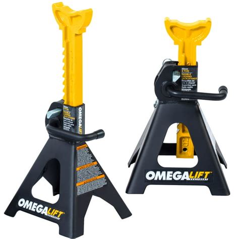 Omega Lift 3 Ton Double Locking Jack Stands with Safety Pin - Pair ...