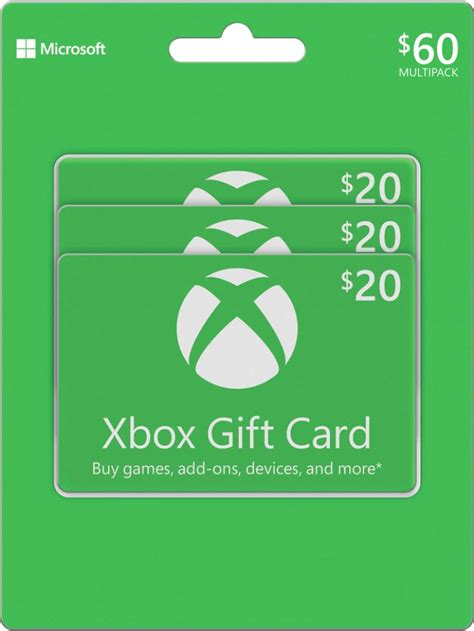 Microsoft $20 Xbox Gift Card (3-Pack) MICROSOFT XBOX MP $60 (3 X $20 - Best Buy