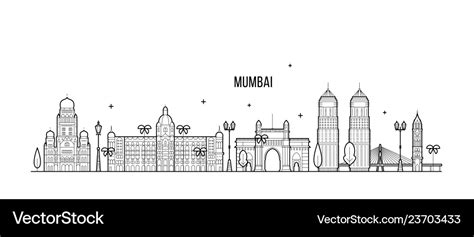 Mumbai skyline maharashtra india city line Vector Image