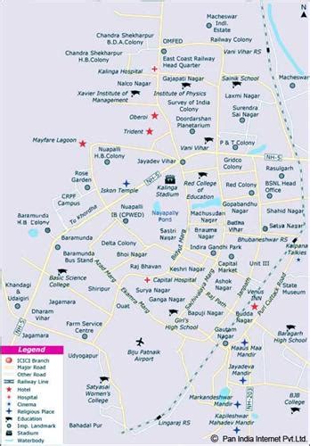 Maps of Bhubaneswar, Political Map of Bhubaneswar, Tourist and Railway