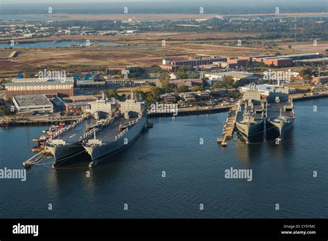 Aerial view of the old Navy Base with supple ships Charleston, South Carolina Stock Photo - Alamy