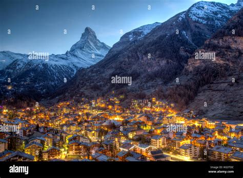 Matterhorn and Zermatt view Stock Photo - Alamy