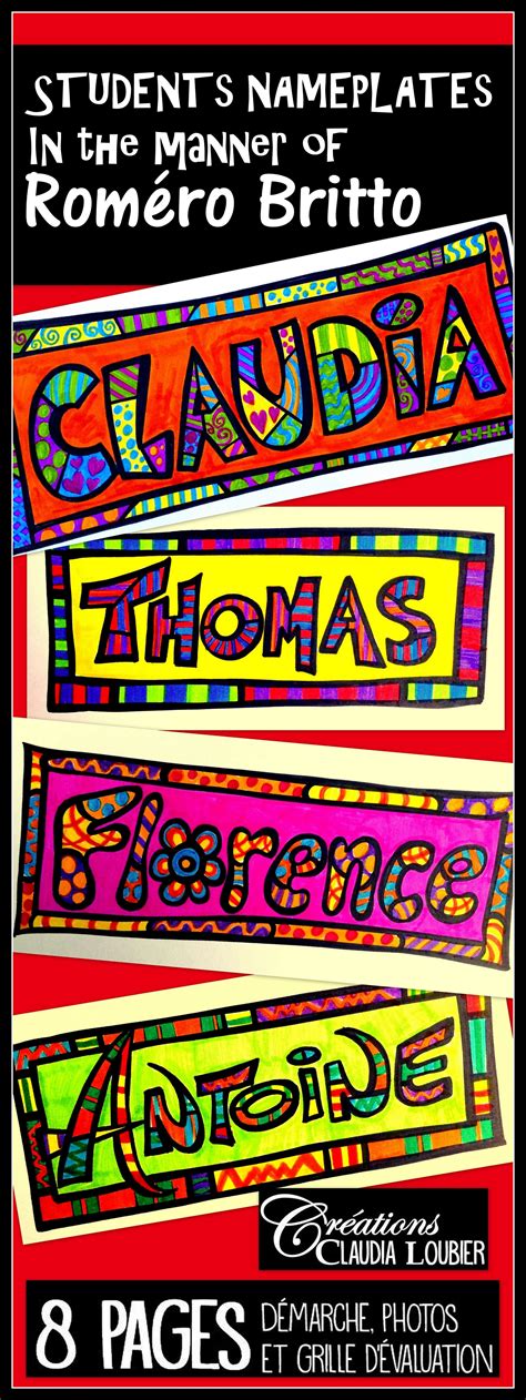 Back to School : Student Name Plates In the Style of Romero Britto ...