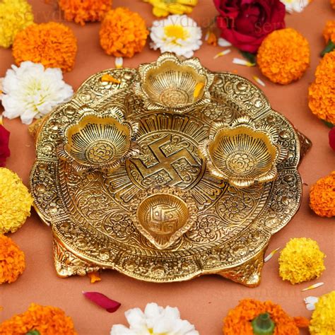 Pooja Thali Sets - Premium Pooja Thalis in Brass, German Silver – ServDharm