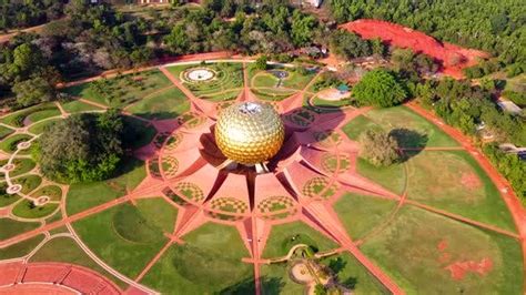 Arial View of Auroville. Auroville is an experimental township in Viluppuram district mostly in ...