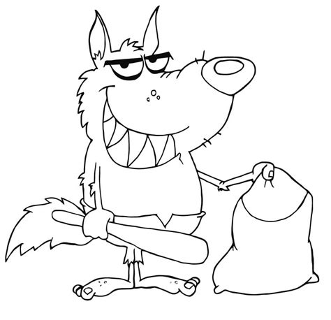Cartoon Funny Wolf coloring page - Download, Print or Color Online for Free