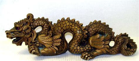 Antique Carved Wood Chinese Dragon Sculpture 24"