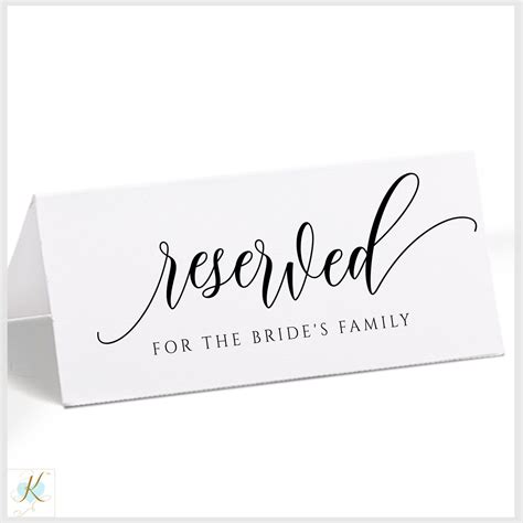 EDITABLE ANY COLOR Wedding Reserved Sign Template tent - Etsy | Reserved signs, Sign templates ...