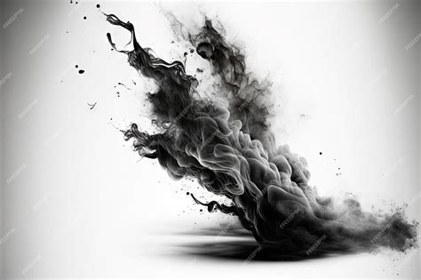 Premium Photo | Black smoke explosion on empty white background