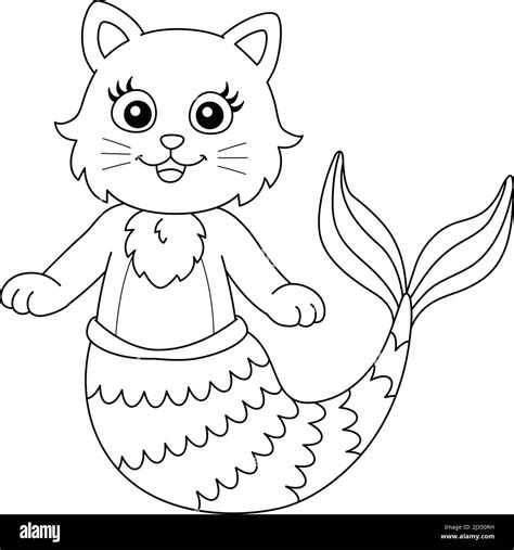 Cat Mermaid Coloring Page Isolated for Kids Stock Vector Image & Art - Alamy