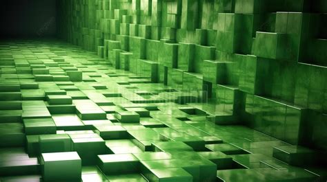 A Green Cube Wall Brought To Life With 3d Rendering Background, 3d Wall ...